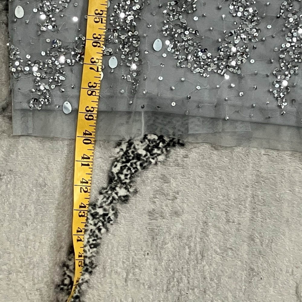 Adrianna Papell Beaded Sequin Cocktail Dress Gray Sleeveless Womens Size 8 - Picture 7 of 15